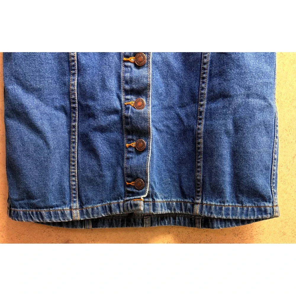 Forever 21 Medium Y2K Wash Denim Button Front Mini Chic Streetwear Skirt